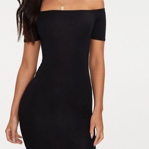 Mini Black bodycon off the shoulder dress